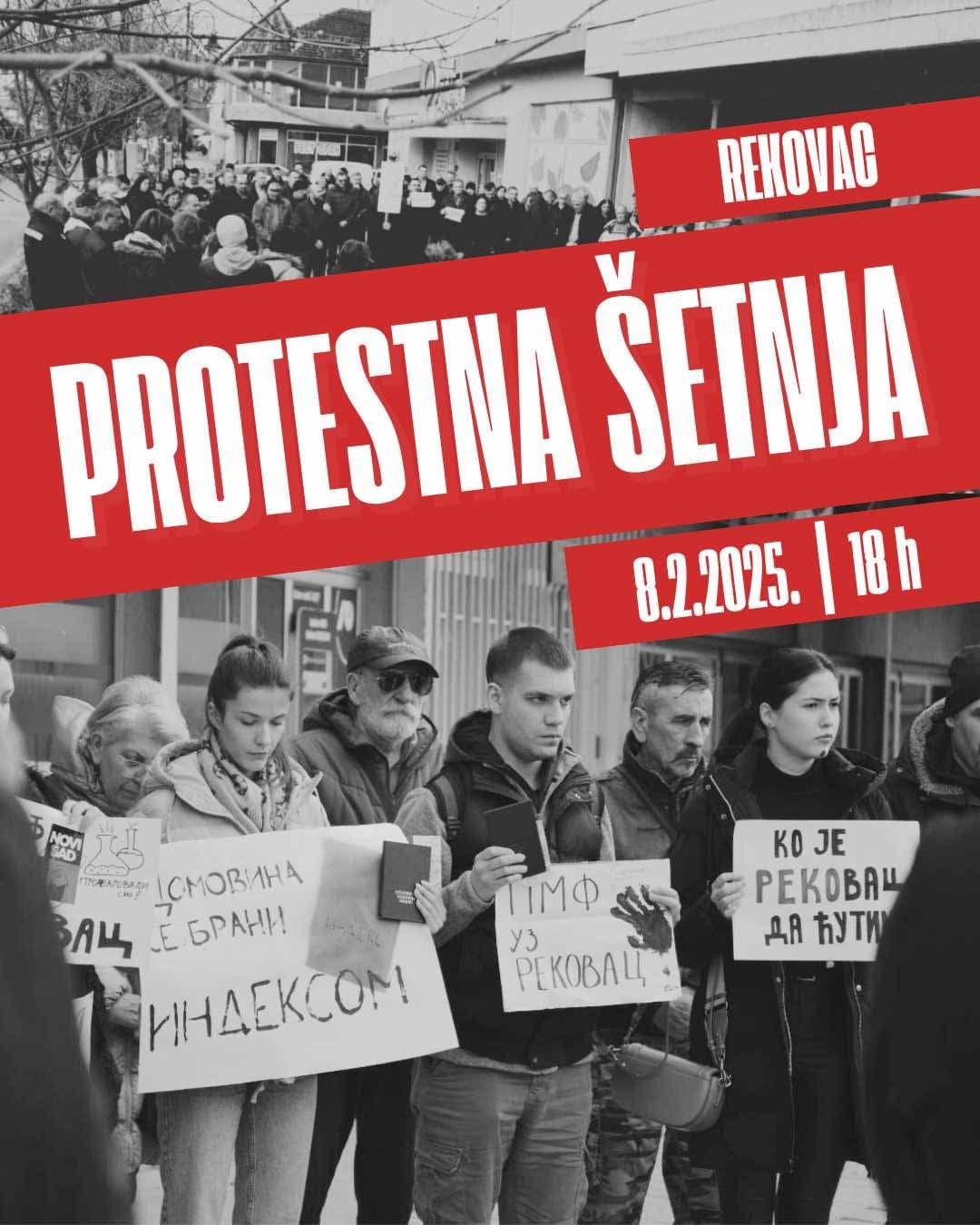 U Rekovcu održana protestna šetnja. Studenti obećali „Na protest u Kragujevac idemo peške“
